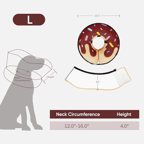 Raised Inflatable Dog Cone After Surgery (DonutBrown / L(Neck 12"-16"))