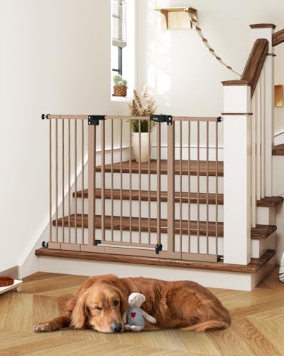 29" 47.3" Extra Wide Baby Gate for Stairs (Brown / 29-47.3"Wide, 30"Tall)