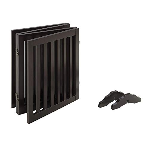 24”H Free Standing Pet Gate for Dog Cat (Espresso / 80"W×24"H)