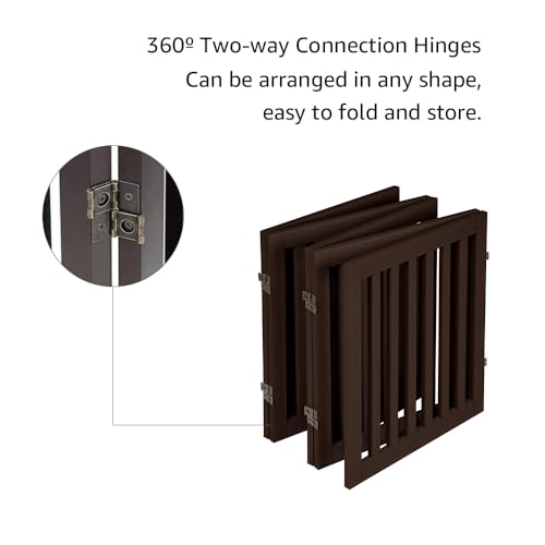24”H Free Standing Pet Gate for Dog Cat (Espresso / 100"W×24"H)
