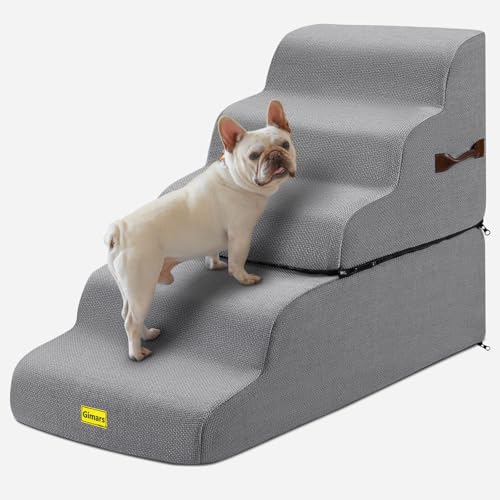Extra Wide Sturdy 30D High Density Foam Dog Stairs for High Beds 22.8" H (5-Steps)