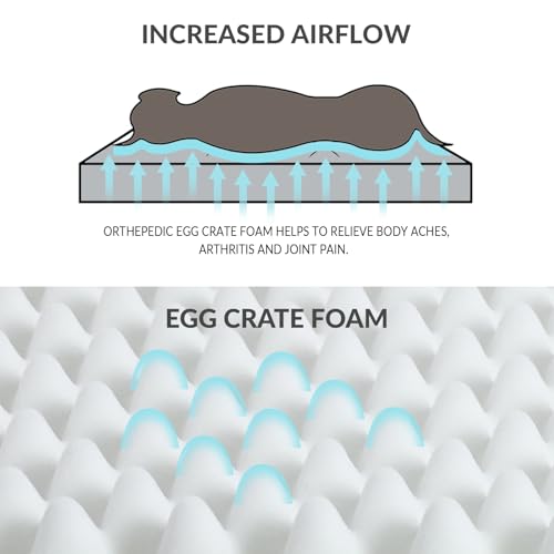Orthopedic Large Dog Bed Washable Pet Crate Mat 36''X24'' Grey (Grey / 36"L x 24"W x 3.5"Th)