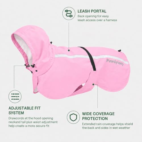 Stretch Fabric Dog Raincoat with Hood (Cherry Blossom Pink / Medium)