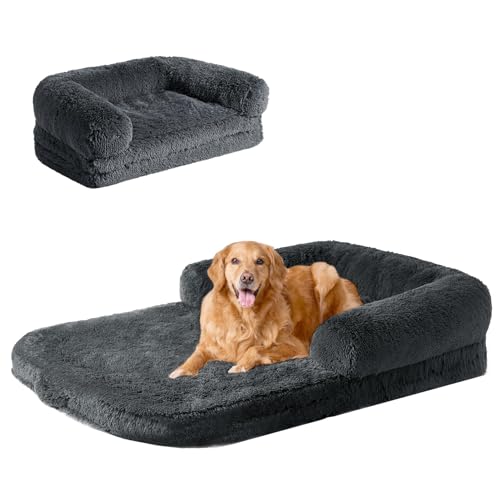 Foldable XXL Dog Bed for Large Sized Dog (54x38x7.5(Folded 38x27) / Dark Grey)