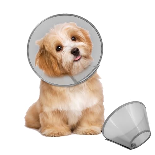 Dog Cone Collar Adjustable After Surgery (Grey / XS(Neck: 9.5~11.5"))