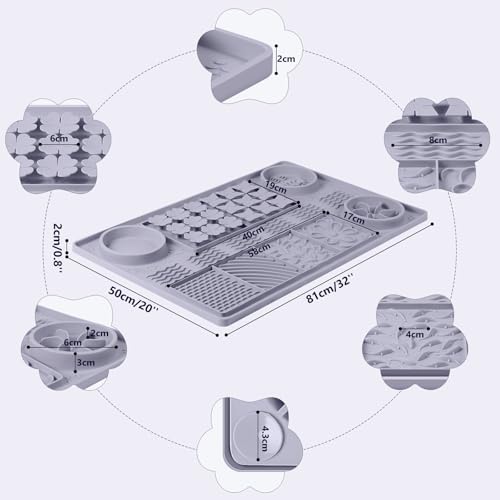 Silicone Lick Mat for Dogs 32"x 20" Large Slow Feeder Mat (Grey:32"x20")