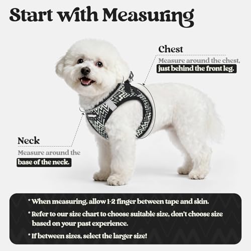 Dog Harness Medium Sized and Leash Set (Black Zigzag / M (chest: 16 - 18.5"))