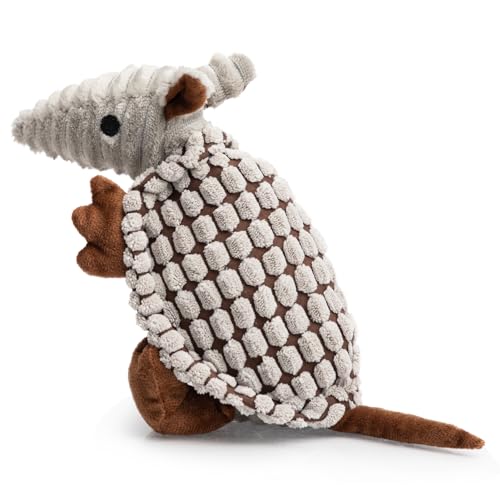 Armadillo Squeaky Puppy Dog Toys for Small Medium Dogs (8 IN / Gray)