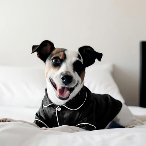 Dog Silk Pajamas Shirt Puppy Satin Pjs for Small Dog (M / Black)