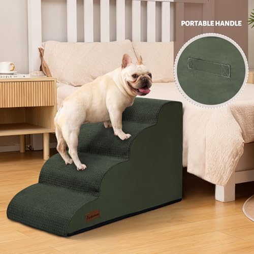Dog Steps for Bed or Couch (Green / Standard 4-Step 17.4"H)