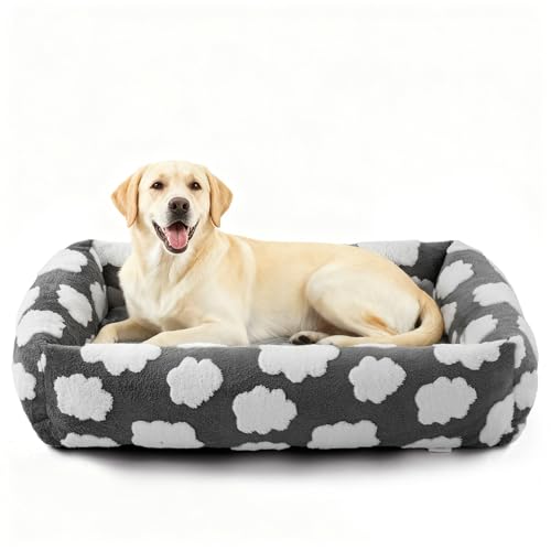 XL Dog Beds Large Sized Dog (Cozy Clouds Grey / XL (42"x36"x9"))