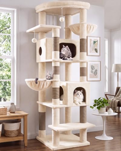 74in Heavy Duty Cat Tree Tower for Indoor Cats Large Adult (Beige / 74inch)