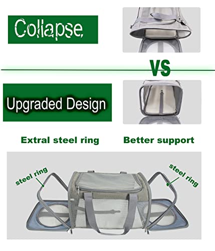 Soft Sided Pet Carrier for Cats Small Dogs of 15 Lbs Medium Grey (19.3"L x 11.3"W x 11.3"H / New-Grey)