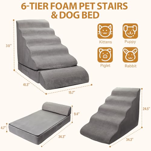 Dog Stairs for High Beds (grey)