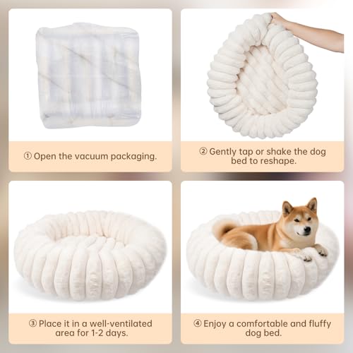 Donut Dog Beds Medium Large Size Dog Washable Pet Bed (White / L(31*31*8))