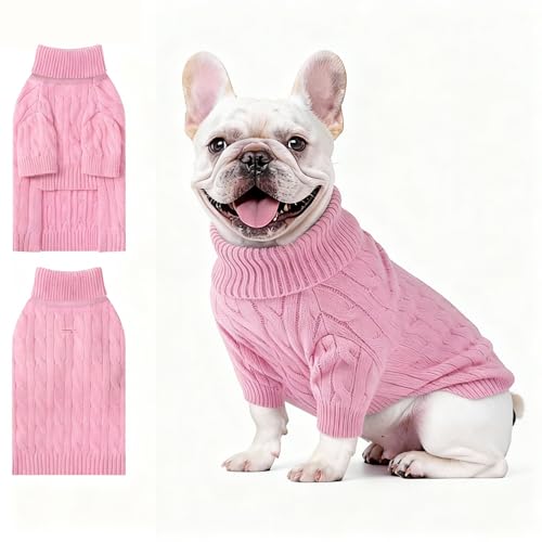 Small Dog Thermal Pullover Sweater (Pink(Order One Size Up) / Large)
