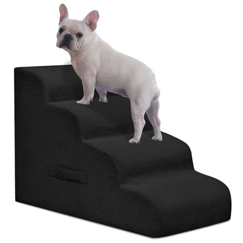 4 Step Dog Stairs Pet Ramp for High Beds (Black / 4-Step 20"H)