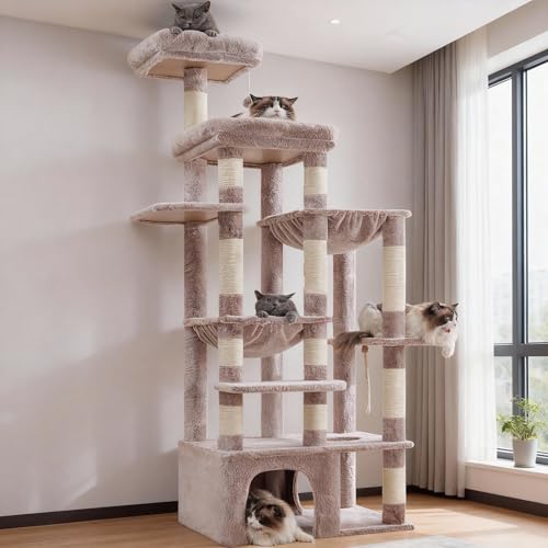 Cat Tree, 71-Inch Tall Cat Tower for Large Maine Coon Cats HCT037MU (Rosy Brown / XL)
