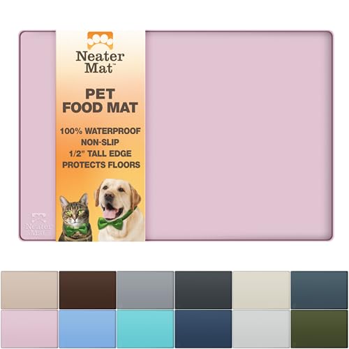 Neater Mat Pet Mats for Food and Water (16"L x 10"W / Light Pink)
