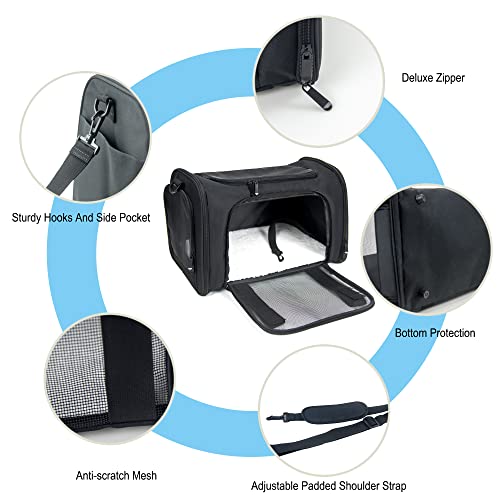 Soft Sided Carrier for Small Medium Cats Dogs (17.0"L x 11.0"W x 11.0"H / Black)