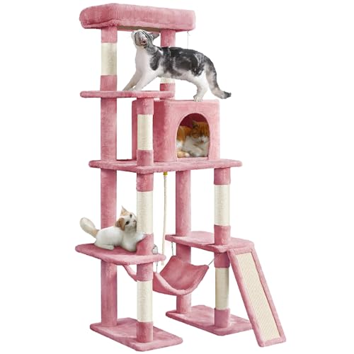 63in Sturdy Large Cat Tree for Indoor Heavy Cats (Pink / 63in)