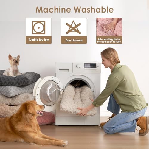 Washable Dog Beds Medium Sized Dog (Beige / 29" x 21"x 3")