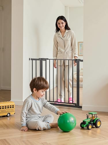 29.5 40.5" Baby Gate for Stairs (Black / 29.5-40.5"W x 30"H)