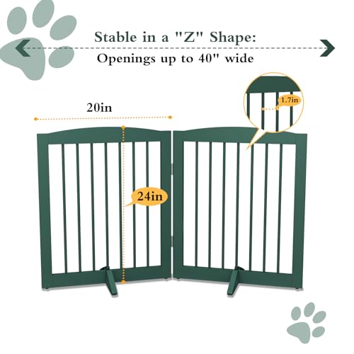 Freestanding Pet Gate for Dogs (24" Height-2 Panel / Green)