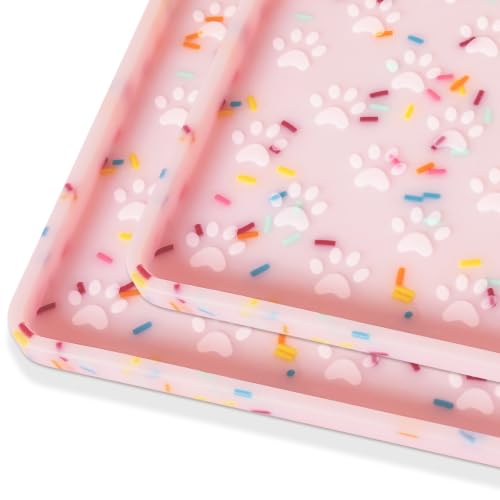 2 Pack Dog Food Mat Anti (24.5"L x 16.5"W - 2 Pack / Donut-Pink)