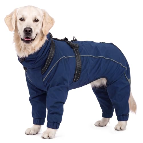 Dog Raincoat Hooded Full Body Coverage (Blue / XX-Large(Chest:35.43"))