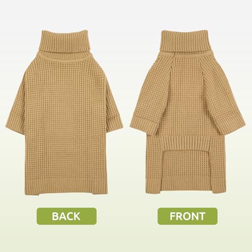 Dog Sweaters for Medium Dogs Waffle Knit Long Sleeve Cat Sweater (Brown / Medium)