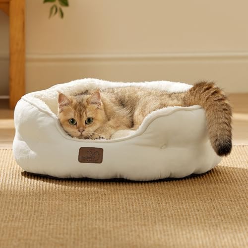 Small Dog Bed Washable (20"L x 19"W x 6"Th / Ivory)