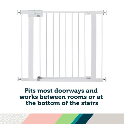 Easy Install Walk Thru Baby Gate for Doorway With Door (1-Pack / 29" to 38" Wide x 28" Tall / White)