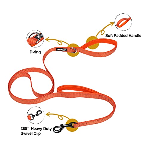 No Pull Dog Leash with Handle for Medium Large Dogs (Orange / 6FT)