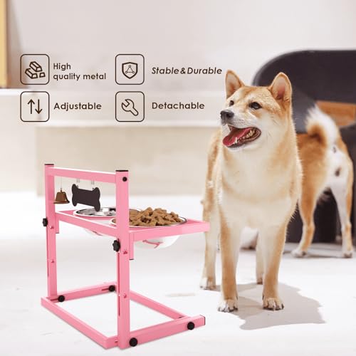 Elevated Bowls for Small and Medium Dogs (Pink - Elevated Bowl Stand / Medium & Small Dogs)