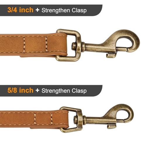 PU Leather Dog Leash for Medium Large Dogs (Light Brown / 3/4''x 5FT)