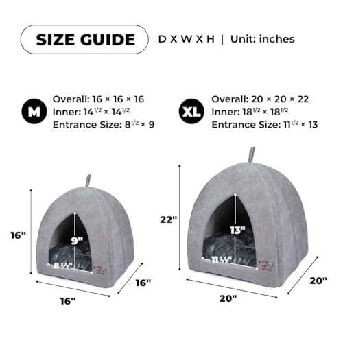 Cat Bed for Indoor Cat (Gray (Tent) / 16" x 16" x H:16")