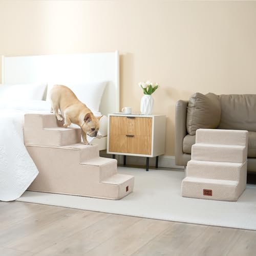 Dog Stairs for High Bed 22.5" H (Beige / Standard 15.7" x 30" x 22.5")