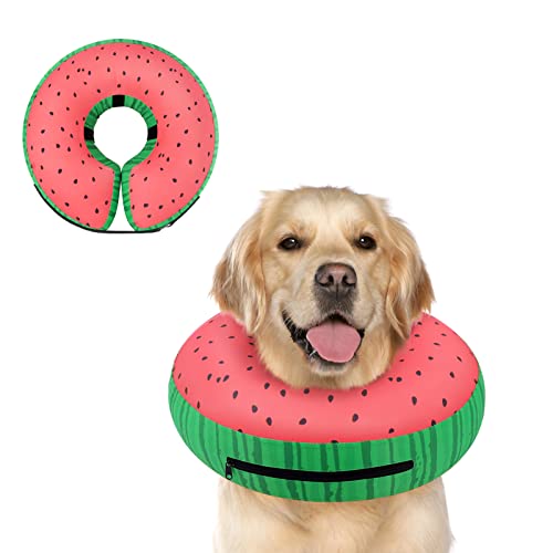 Inflatable Dog Cone Collar Alternative After Surgery (Donut Red / L(Neck 12"-16"))