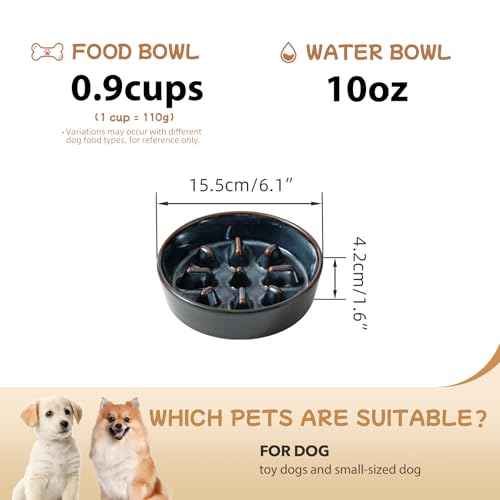Ceramic Slow Feeder Dog Bowls (1 x Starry Sky - C / S- 6.1inch / 0.9 Cups)