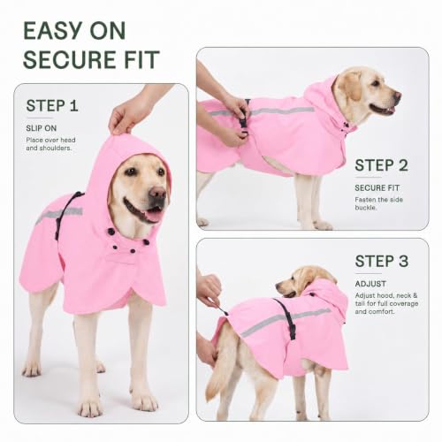 Stretch Fabric Dog Raincoat with Hood (Cherry Blossom Pink / Medium)