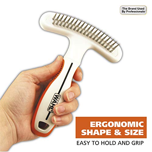2-in-1 Combination Double Row Pet Rake with Hair Shedding Blade (1 Count (Pack of 1))