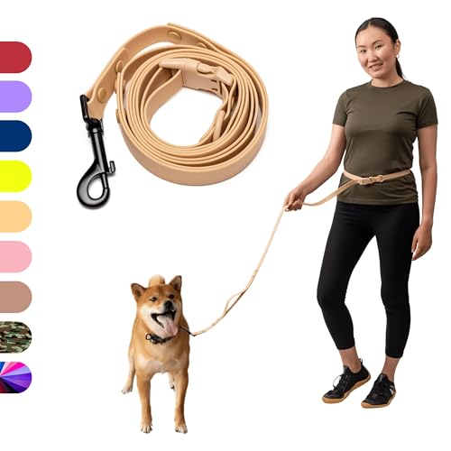 Heavy Duty Hands Free Dog Leash for Medium to Large Dogs for Comfortable Running Jogging Walking (Beige)