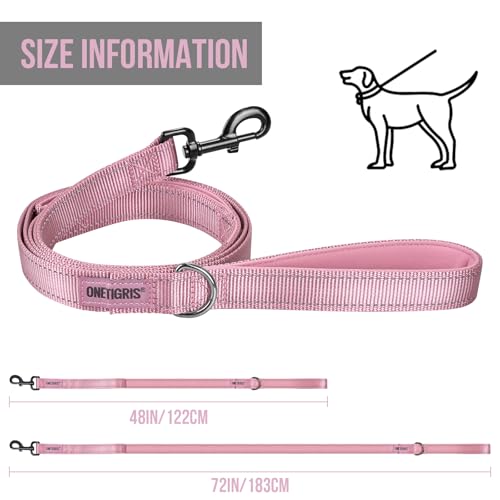 No Pull Dog Leash with Handle for Medium Large Dogs (Pink / 6FT)