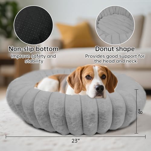 Donut Small Medium Dog Bed Washable Kitty & Puppy Bed (Grey / S(23*23*8))