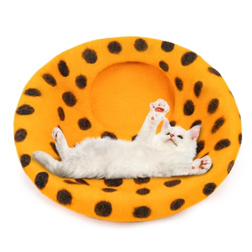 Premium Felt Cat Cave Bed (Orange Polka)