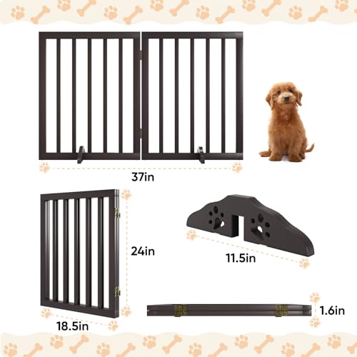 Freestanding Foldable Dog Gate 2 Panel (Dog Gate Brown / 2 Panel - 37 inches Wide)