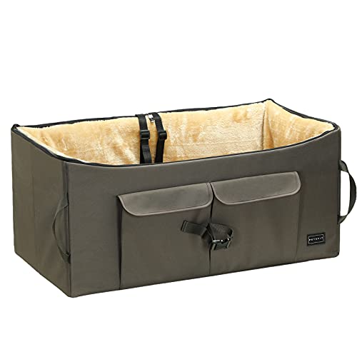 Dog Booster Seat For 2 Small Dogs or Medium Dog up to 45 lb (Large / Dark Brown)