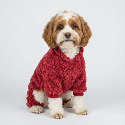 Turtleneck Fleece Dog Sweater Pajamas (Medium / Red)