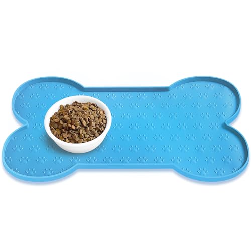 Dog Food Mat Anti (19.4" x 9.8" / Blue)